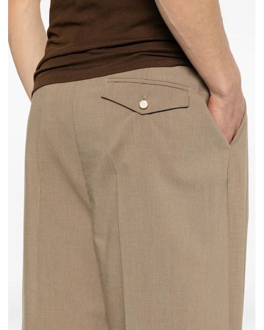 THESTROY Natural Pleated Trousers