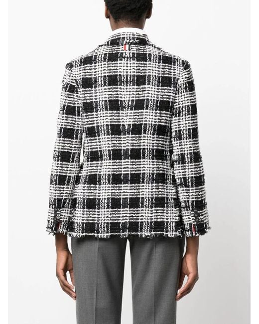 Thom Browne Black Check-Pattern Tweed Jacket