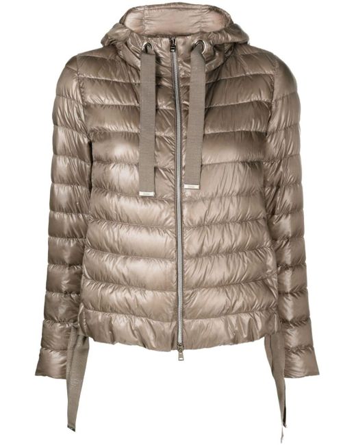 Herno Brown Hooded Quilted Jacket