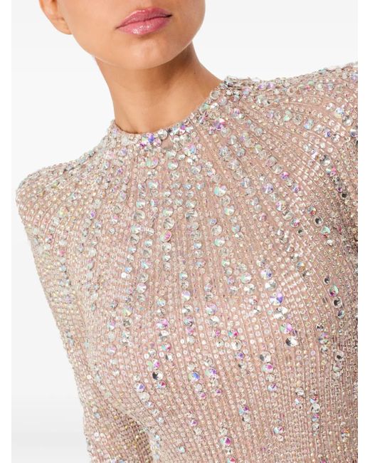 Jenny Packham Pink Rory Embellished Mock-Neck Maxi Dress