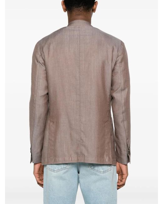 Lardini Brown Brooch-Detail Single-Breasted Blazer for men