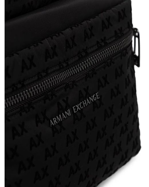 ARMANI EXCHANGE Black Logo-Print Backpack for men