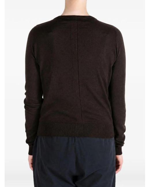 Rick Owens Black Ribbed-Trim Fine-Knit Sweater
