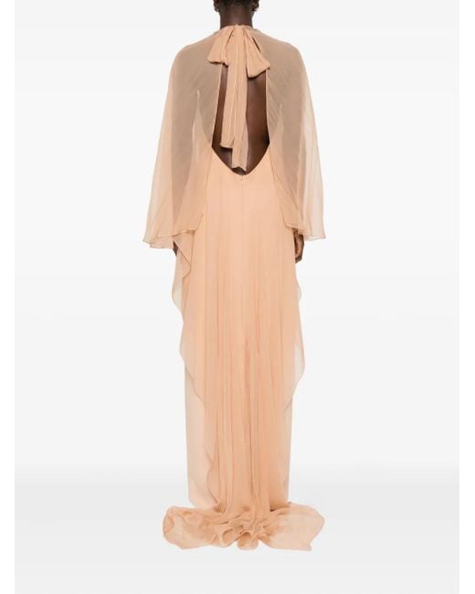 Alberta Ferretti White Kleid Mit Neckholder-Overlay