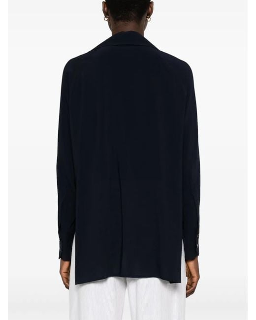 Alberto Biani Blue V-Neck Blouse
