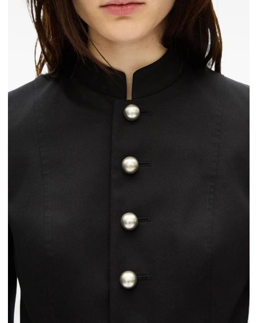 Ann Demeulemeester Black Bab Stand-Collar Button-Up Jacket