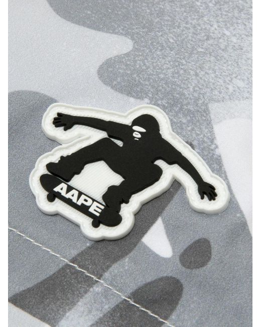 Aape By A Bathing Ape Gray Camouflage-Print Shorts for men