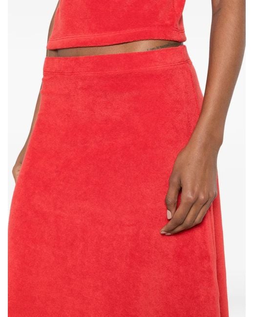 Suzie Kondi Red Sienna Terry-Cloth Midi Skirt