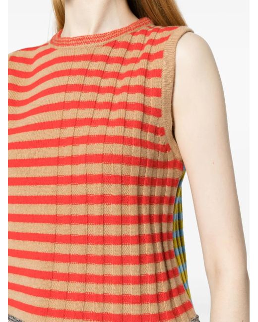 Top Smanicato A Coste di YANYAN KNITS in Red
