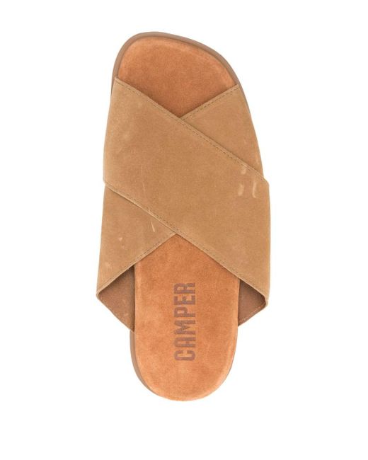 Camper Brown Brutus Logo-debossed Suede Sandals for men