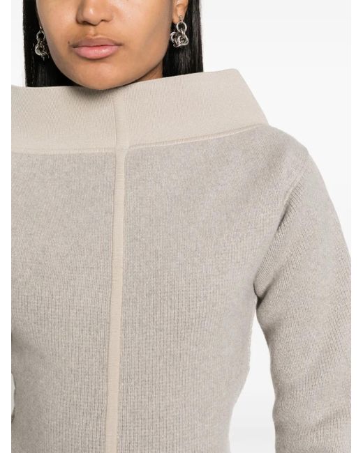 Rick Owens White High-Neck Extra Long-Sleeves Jumper