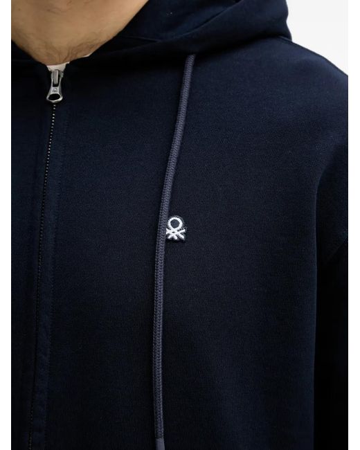 Benetton Blue Logo-Patch Zip-Up Hoodie for men