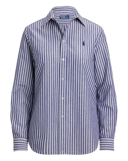 Polo Ralph Lauren Blue Striped Logo-Embroidered Shirt
