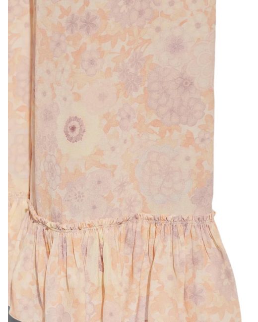 Chloé White Floral-Print Ruffled Trousers