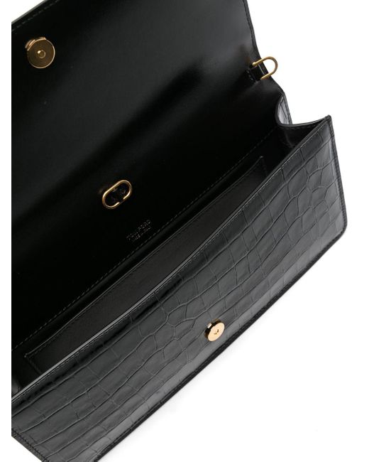 Bolso de hombro Whitney con relieve de piel de cocodrilo Tom Ford de color Black