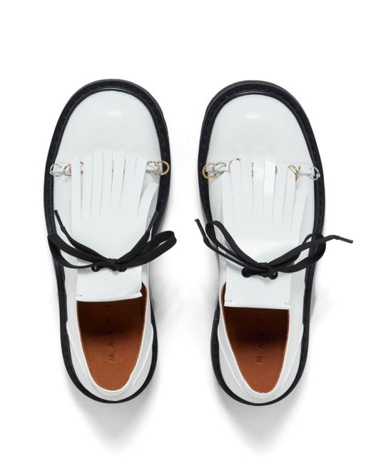 Marni White Dada Leather Derby Shoes for men