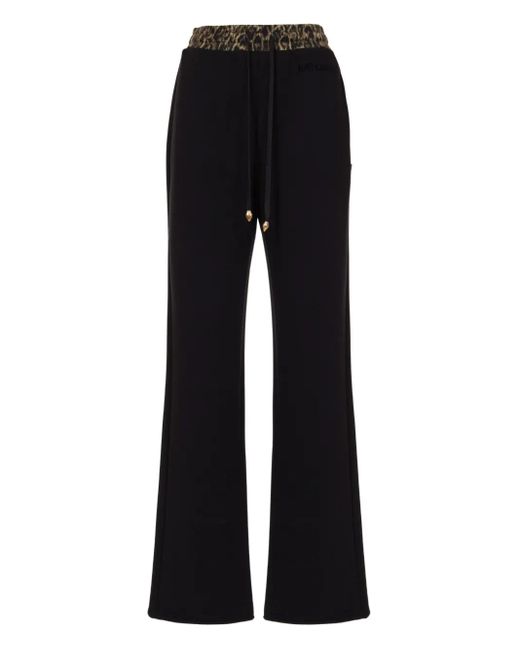 Just Cavalli Black Leopard-Waistband Trousers