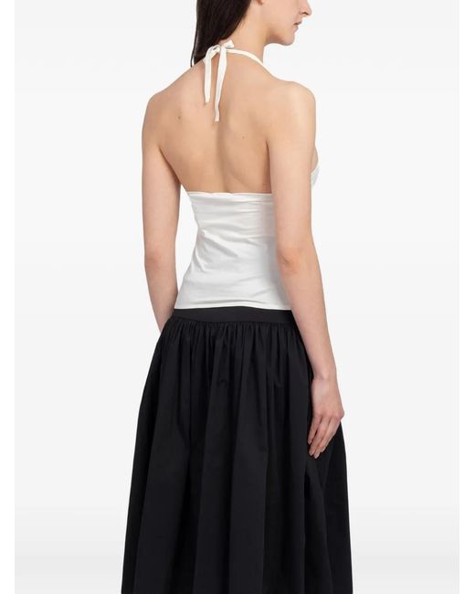 Amomento White Halterneck Jersey Top