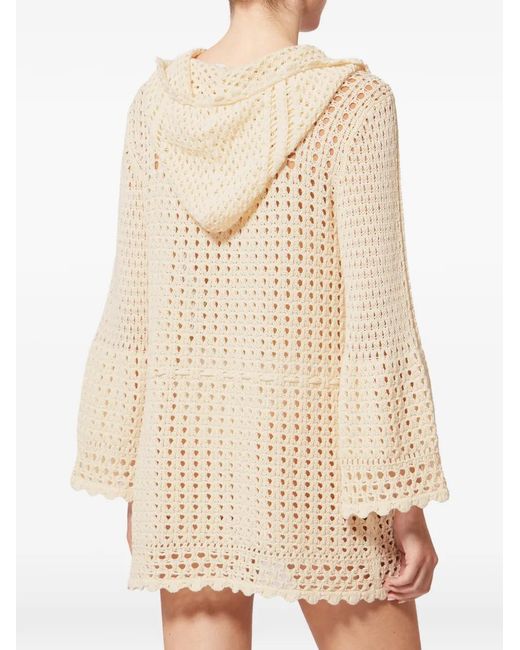 Isabel Marant White Robe En Crochet À Capuche