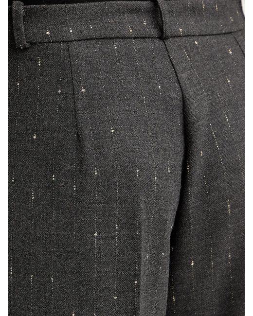 Haveone Black Pinstripe-Pattern Wide-Leg Trousers