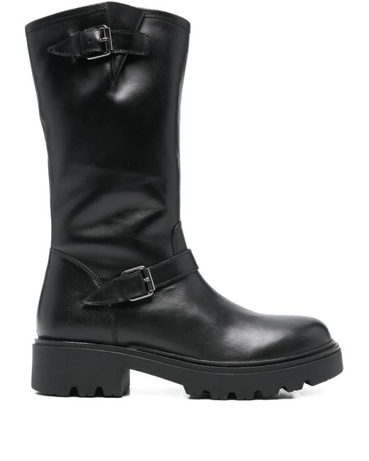 Keys Black Buckle Strap Boots
