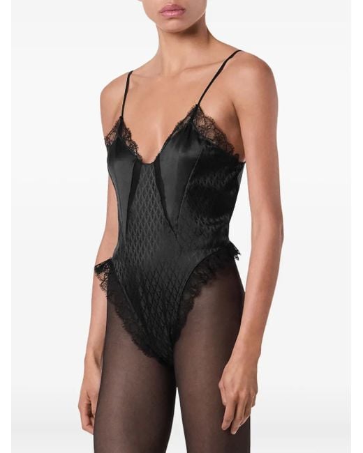 Body Bordé De Dentelle Versace en coloris Black