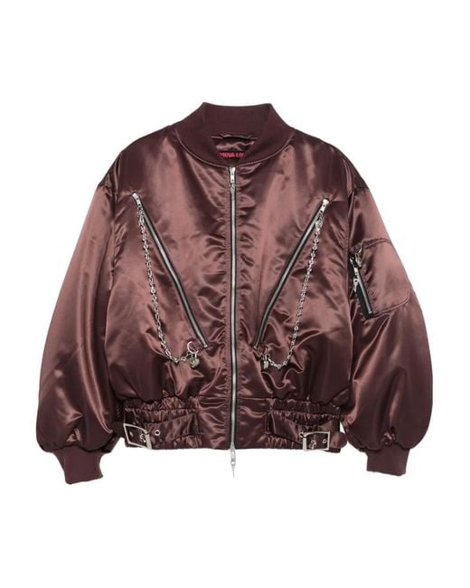 Chopova Lowena Brown Chain-Embellished Bomber Jacket