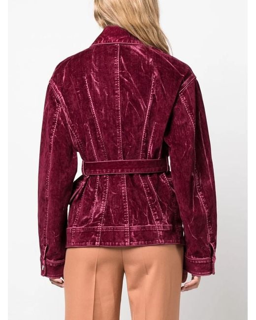 Stella McCartney Red Neutral Velvet Denim Jacket - Women's - Cotton/elastane