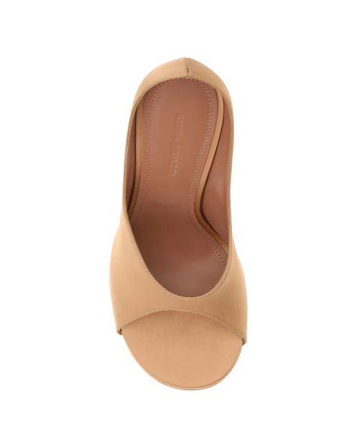 AMINA MUADDI Natural Anok Plateau Satin Pumps