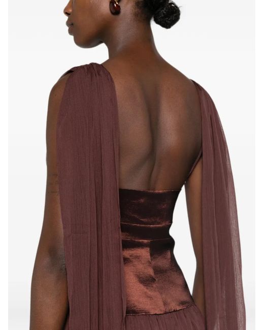 Arcina Ori Purple Ramona Draped-Panel Maxi Dress