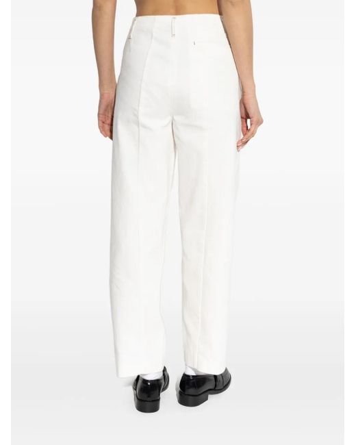 Emporio Armani White Cotton Wide-Leg Trousers