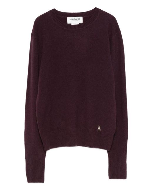 Patrizia Pepe Purple Kaschmirpullover mit Logo-Schild