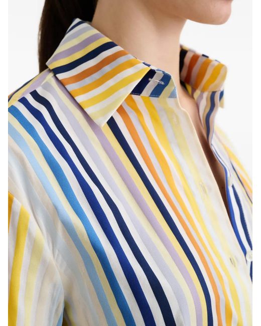 Toccin White Brennan Striped Boyfriend Cotton Shirt
