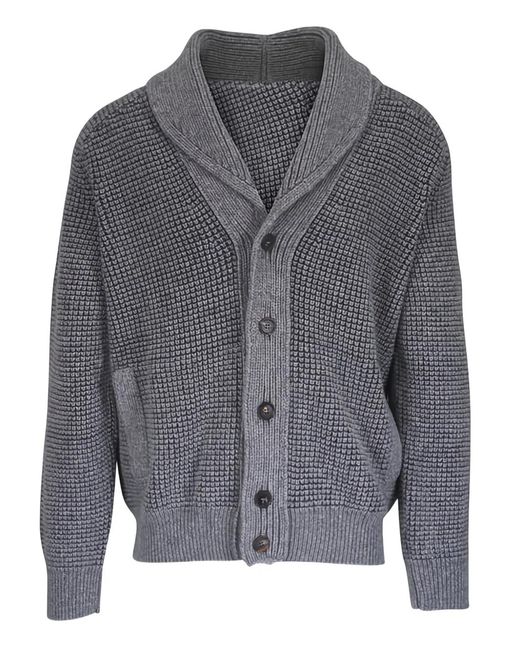 Zegna Gray Shawl-Collar Cardigan for men