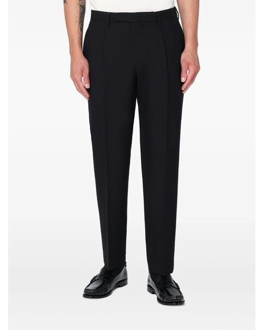 Santaniello Black Regular Pantalone Trousers for men