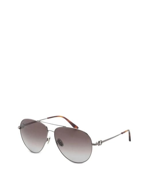Ferragamo Eyewear Gray Gancini Pilot-Frame Sunglasses for men