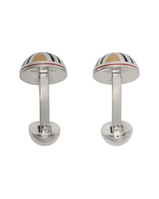 Burberry White Enamel Check Cufflinks for men