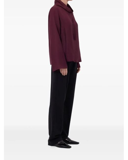 Loulou de Saison Purple Drawstring-Neck Wide-Sleeve Top