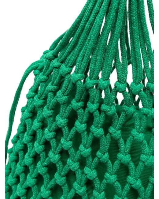 Frankie Shop Green Naia Macramé-Knit Tote Bag