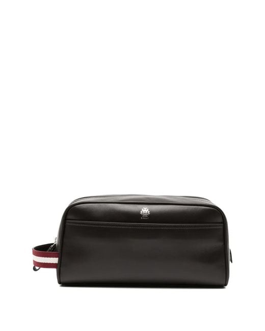 Bally Black Logo Leather Clutch Bag for men