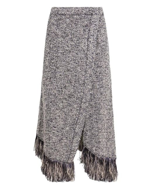 Rabanne Fringed Asymmetric Skirt Gray