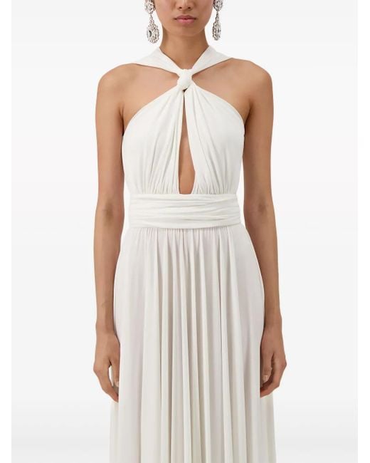 Giambattista Valli White Cotton Jersey Halter Neck Long Dress