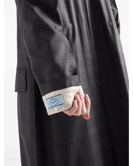 Prada Blue Single-Breasted Wool Coat