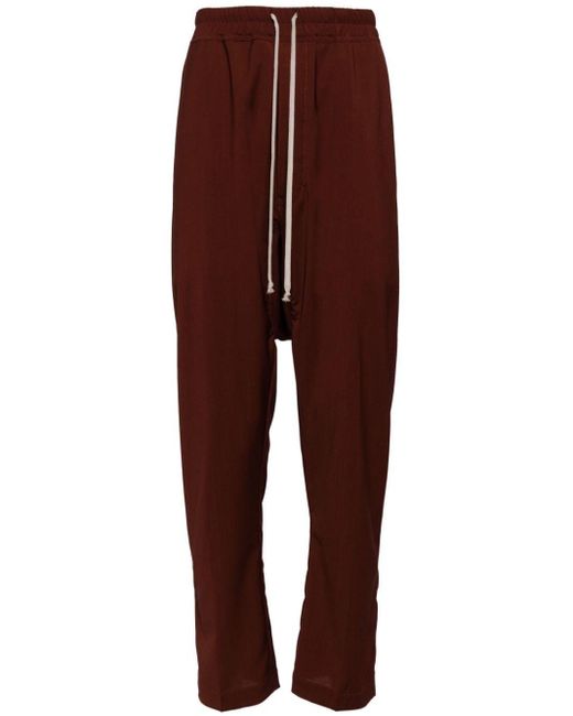 Rick Owens Red Drop-crotch Wool Trousers for men