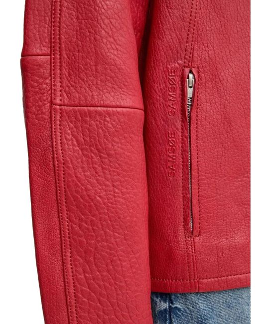 Chaqueta Sanok de piel con cremallera Samsøe & Samsøe de color Red
