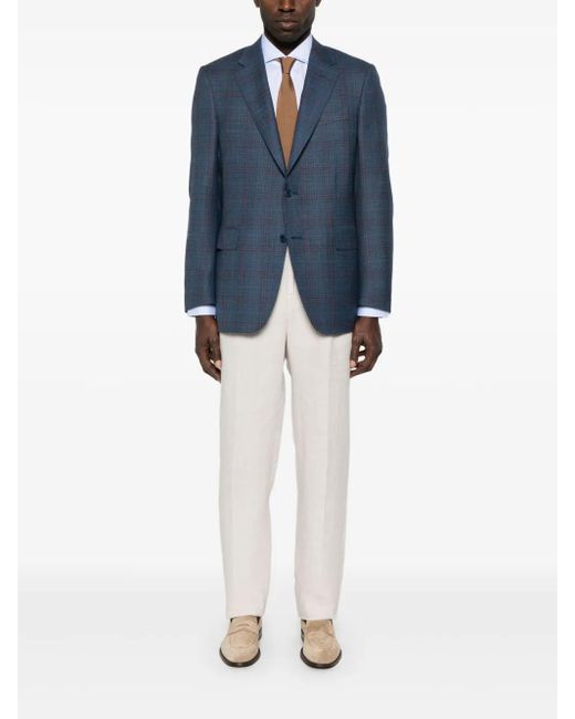Canali Blue Checked Blazer for men
