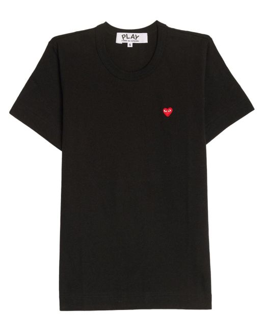 Camiseta con bordado Heart COMME DES GARÇONS PLAY de color Black