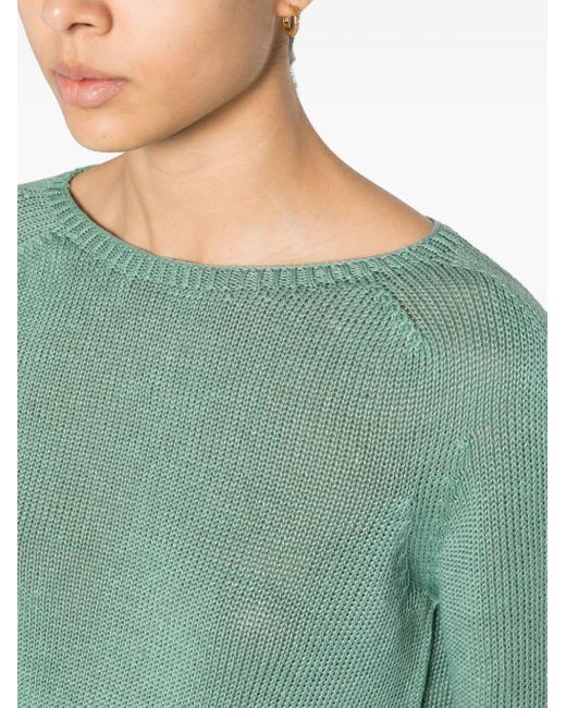 Max Mara Green Tricot-knit Linen Jumper