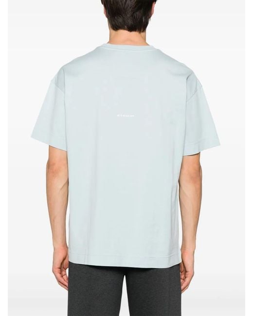 Givenchy Blue 4G-Embroidered Cotton T-Shirt for men
