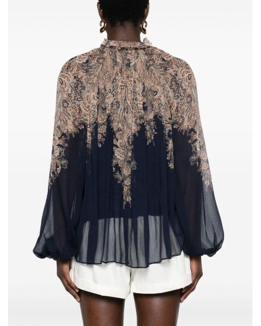 Blusa Natura Billow con estampado de cachemira Zimmermann de color Black